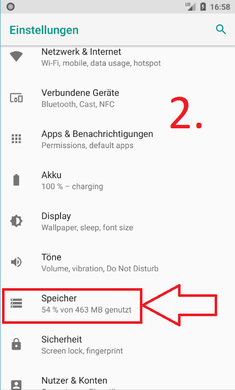Android Oreo: Cache leeren (Schritt 2)