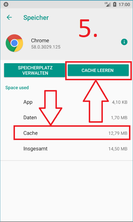 Android Oreo: Cache leeren (Schritt 5a)