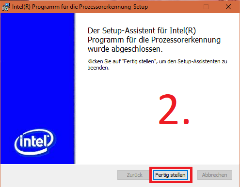 Intel Processor Identification Utility (Installation: Schritt 2)