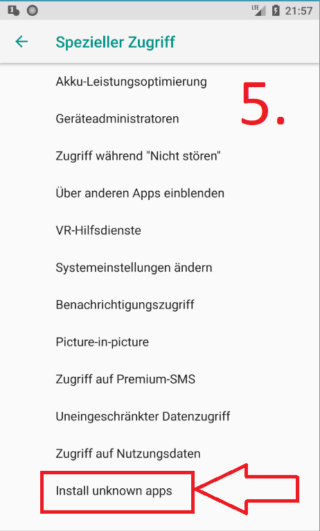 Android Oreo: Install unknown apps (Schritt 5)
