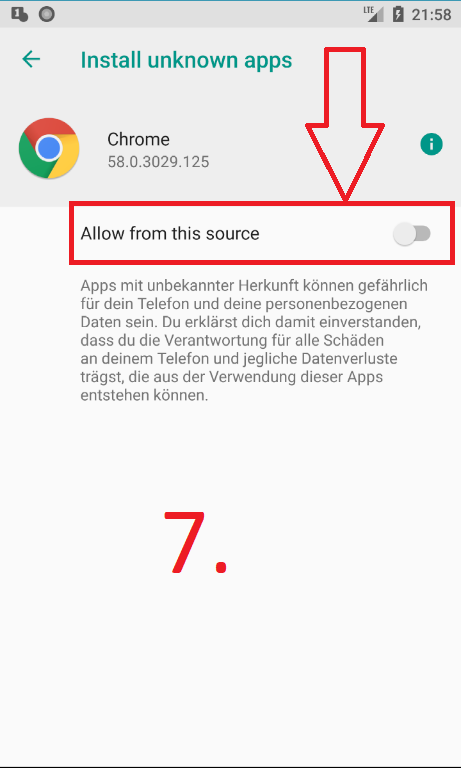 Android Oreo: Install unknown apps (Schritt 7a)