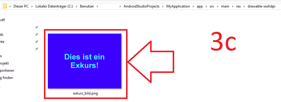 Android-Studio: Bild importieren (Schritt 3c)