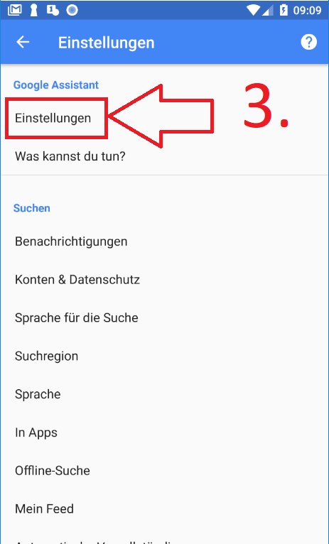 Android 8 (Oreo): Google Assistent deaktivieren (Schritt 3a und 3b)