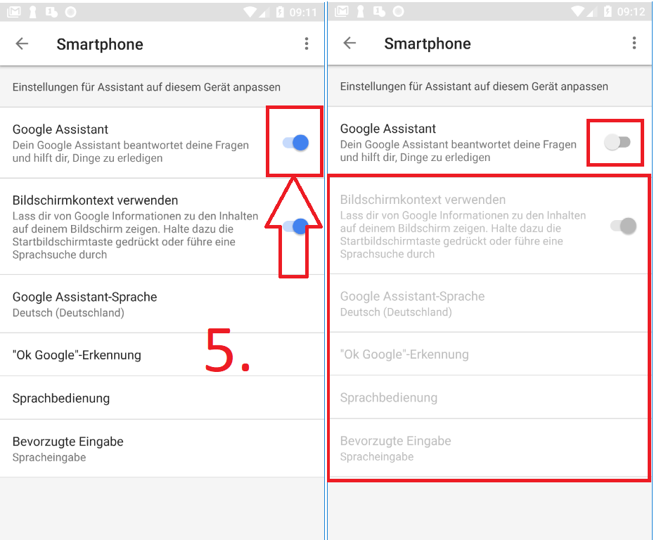 Android 8 (Oreo): Google Assistent deaktivieren (Schritt 5)