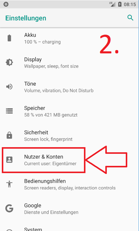 Kontakte mit Gmail-Konto synchronisieren (Schritt 2)