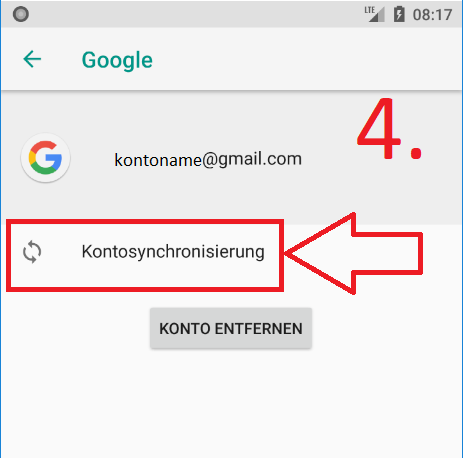 Kontakte mit Gmail-Konto synchronisieren (Schritt 4)