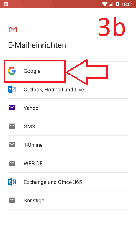 Android 8 (Oreo): Gmail-Konto einrichten (Schritt 3b)