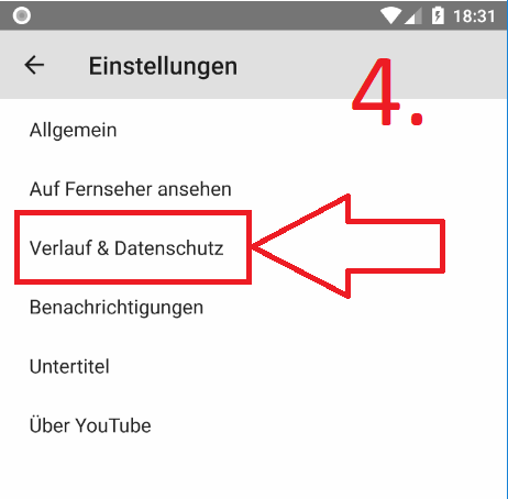 Android 8 (Oreo): Such- oder Wiedergabe-Verlauf löschen (Schritt 4)