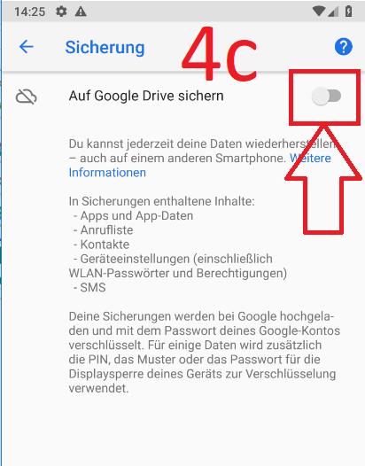 Android 9 (Pie): Android-Backup bei Google-Drive anlegen (Schritt 4c)