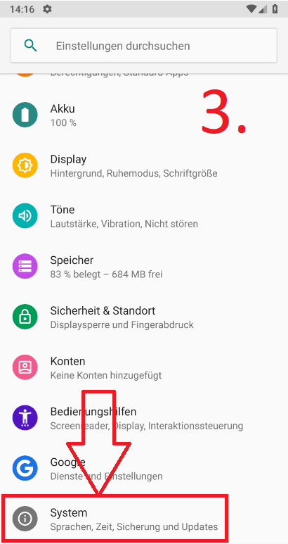 Android 9 (Pie): Auf Werkseinstellungen zurücksetzen (Schritt 3)